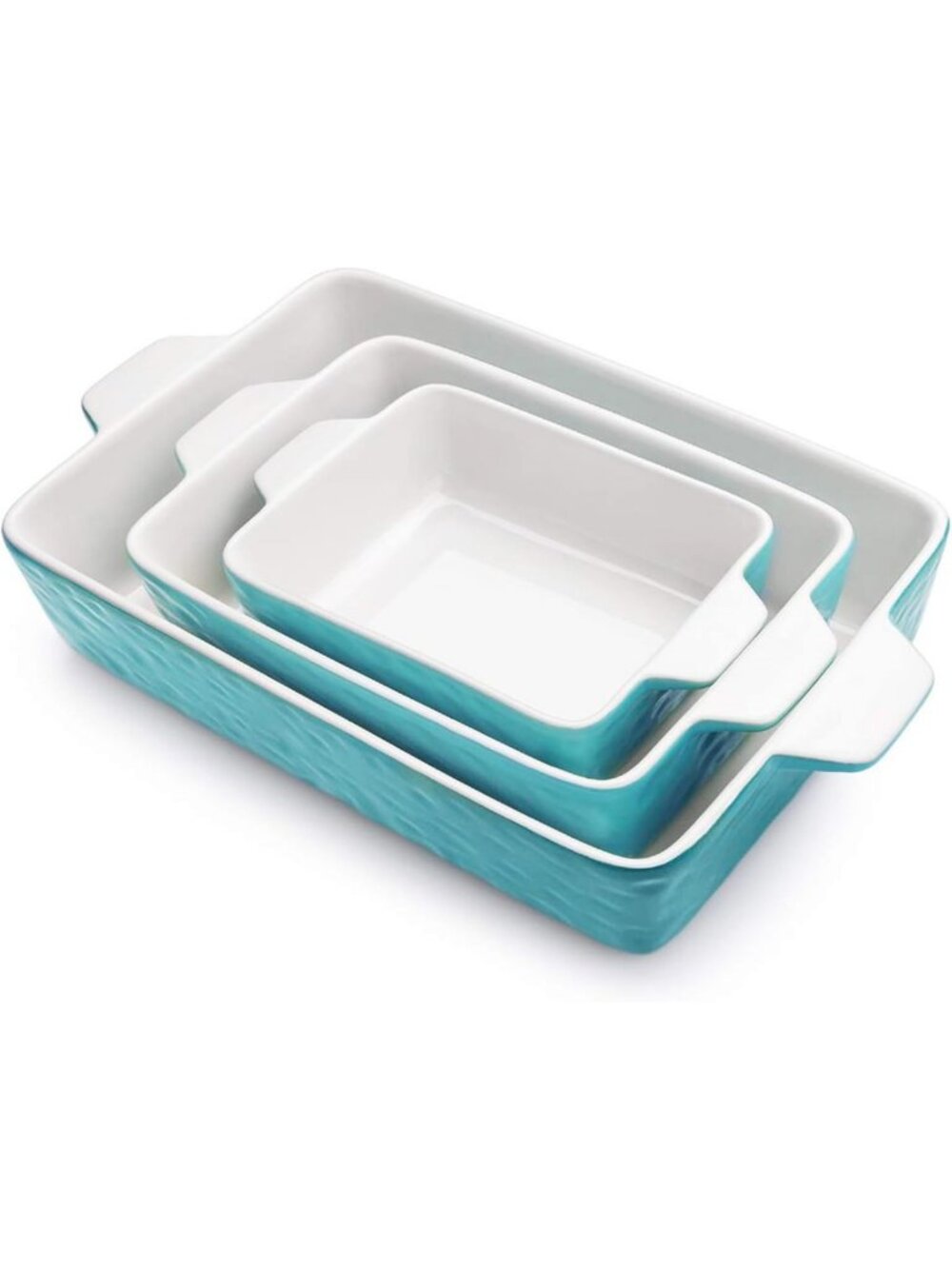 Nonstick Baking Dish Set of 3 with Handles - Versatile Aquamarine Bakeware